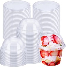 50 Pack 8oz Disposable Clear Plastic Cups with Dome Lids Hole in the Lid 