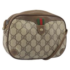 GUCCI GG Supreme Web Sherry Line Bag PVC Beige Gold 89 02 066 Auth 170778