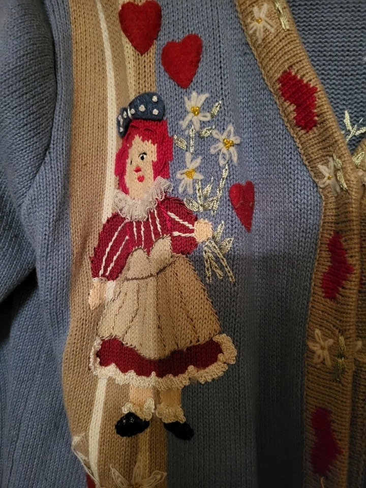 Suéter Vintage Storybook Knits Raggedy Ann And Andy, Talla Mediana Foto 2 de 4