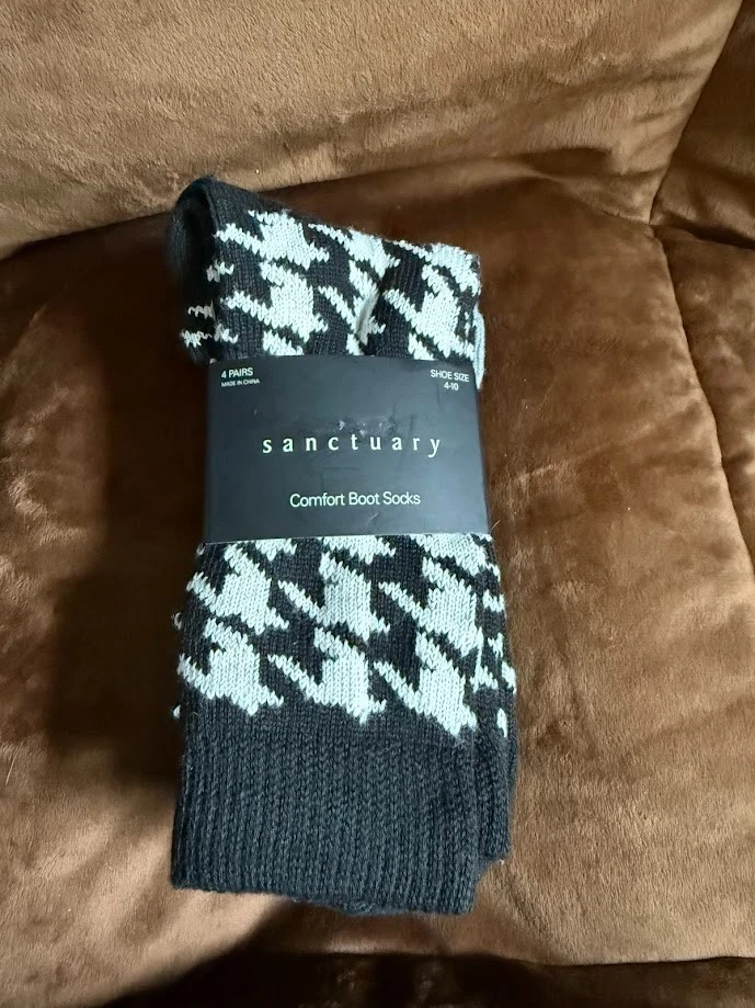 Sanctuary Clothing Comfort Boot Black Multicolor Socks Shoe Sz.4-10