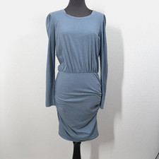 NWT Sundry Anthropologie Dress Women M Blue Long Sleeve Ruched Skirt Knit