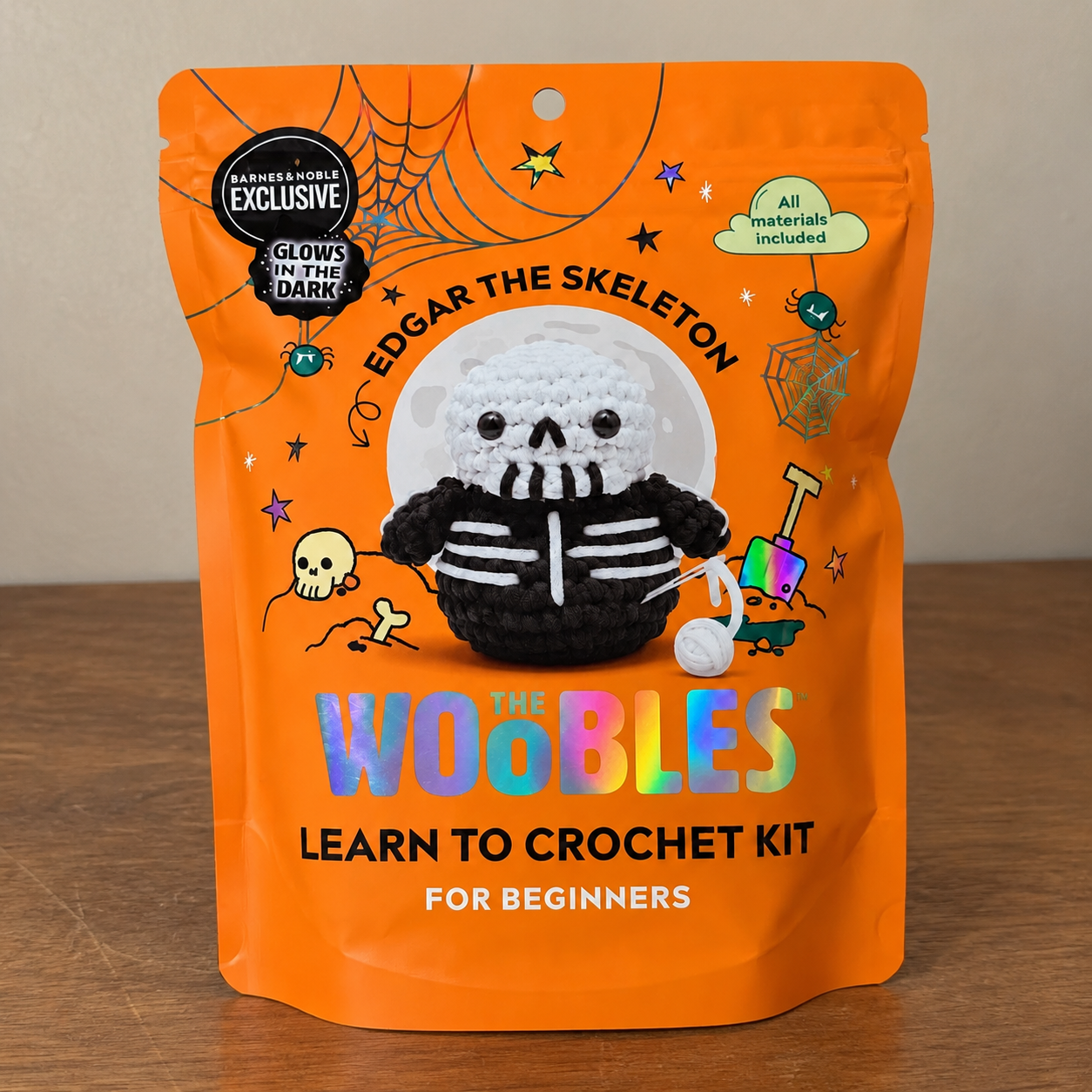 The Woobles Edgar The Skeleton Crochet Kit Glows in Dark Halloween ...