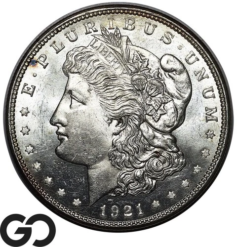 1921-D Morgan Silver Dollar, Semi-PL Look, Gem BU++ White Final Year Issue