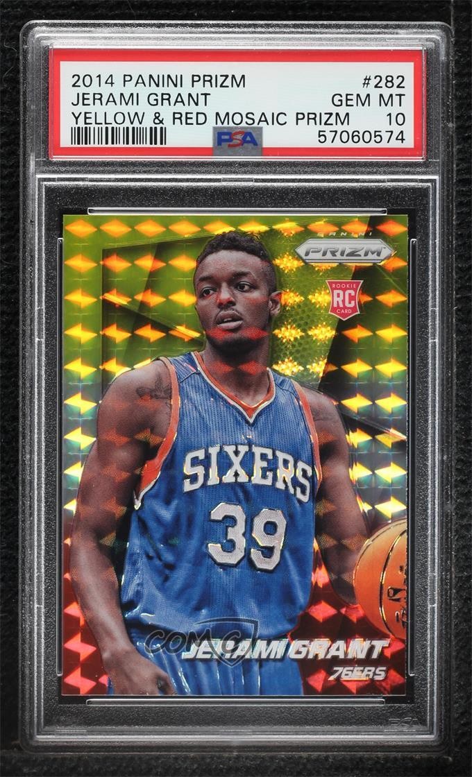2014-15 Panini Prizm Yellow & Red Mosaic Jerami Grant #282 PSA 10 GEM MT 1s6
