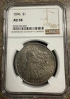 NGC AU58 1896-P Morgan 90% Silver Dollar