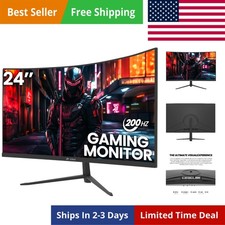 24 Inch 200hz/180hz Curved Gaming Monitor, FHD 1080P Frameless Computer Monit...
