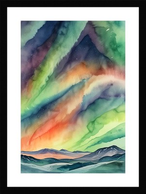 Vibrant Northern Lights Framed Wall Art Poster Canvas Print Picture