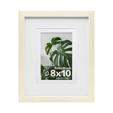 Egofine 8x10 Solid Wood Picture Frame with Plexiglass Beige Tabletop/Wall Displa