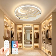 Modern Children's LED Ceiling Light,Star Moon Ceiling Light with Remote Control