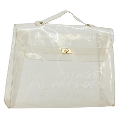 HERMES Vinyl Kelly Hand Bag Vinyl Clear Auth gh2102
