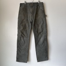 USA MADE Carhartt B01 MOS Loose Double Knee Duck Jean 34X34 Work Distress Fade