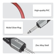 1/4 Inch Audio Instrument Cable 10ft Noise Reduction Dual Straight Interfac GYFR