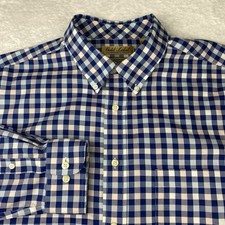 Roundtree Yorke Gold Label Dress Shirt Mens XL Pink/Blue Checks No Iron