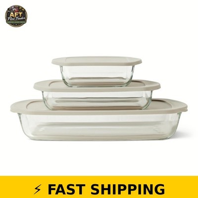 Amazon Basics 6-Piece Glass Baking Dish Set with Lids - Oven Safe