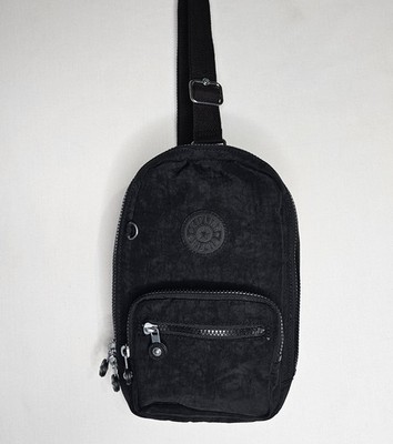 Kipling Shoulder Sling Backpack Solid Black Crossbody Travel Bag Preowned Great 