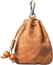 1 Pcs Leather Mini Medieval Pouch Keychain, Coin Organizer, Change Holder, Leath