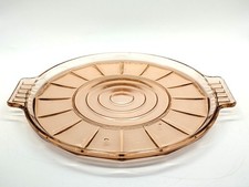 Vintage Art Deco Pink Pressed Glass Serving Tray