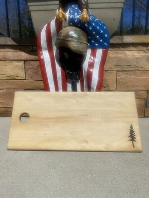 Handmade Wood Cutting Board Rectangle Tree Pattern Modern Light Brown