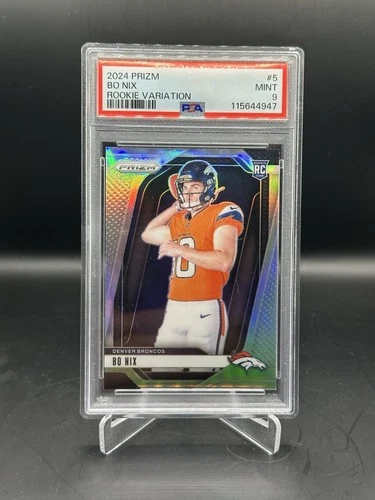 2024 Bo Nix Panini Prizm Silver Rookie Variation PSA 9