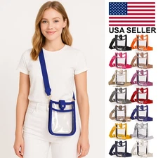 UNNI Women Everyday Clear Stadium Solid Color Colorful Trim Crossbody Bag