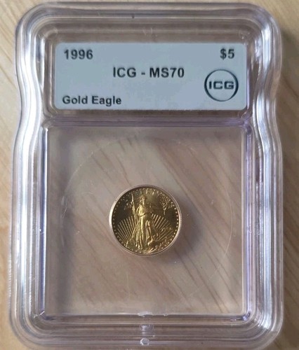 1996 $5 ICG MS70 American Gold Eagle 1/10 Oz Gold