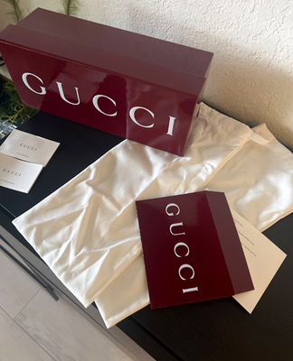 Authentic Gucci Maroon Red EMPTY SHOE BOX + 2 DUST BAG-ENVELOPE