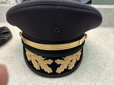 Midway Cap Co. 5-Star Men s Peaked Cap Hat Black Lined Solid Size 7 1/8
