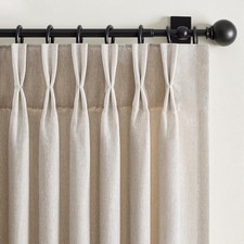 Natural Pinch Pleated Curtains 84 Inch Length 2 Panels for Living Room Bedroo...