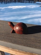 vintage hand carved wooden turtle