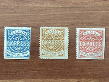 SAMOA - 1877 Express Mail Stamps - RARE - High Value, Mint Hinged - Lot Set of 3