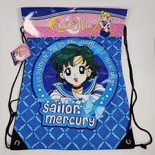 Sailor Mercury Blue/Black Drawstring Bag Backpack New w/Tags Sailor Moon