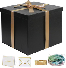 Large Gift Box 12x12x10 Inches,Black Gift Boxes for Presents,Birthday Box,for Pa