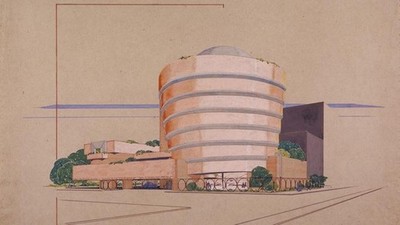 Guggenheim Museum Architectural Drawing by Frank Lloyd Wright Modern Art Design