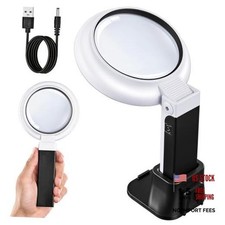 Magnifying Glass with Light and Stand, 3 Modes Foldable Magnifier