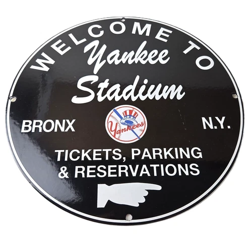Vintage Yankees Baseball Sign - Stadium Gas Service Station Porcelain Sign