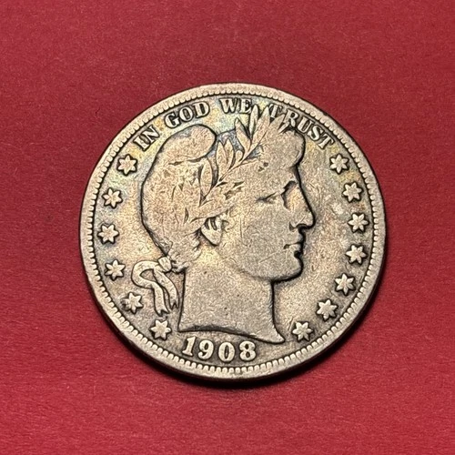 (1) Beautiful Toned Antique 1908-S Barber Half Dollar CHOICE VG-VERY GOOD