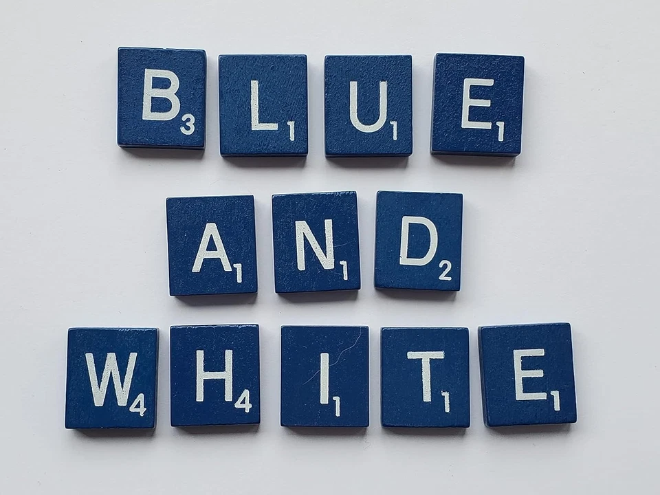 Juego de 100 Azulejos Madera Scrabble - Juego 100 (1 Juego), Azul  Foto 2 de 2