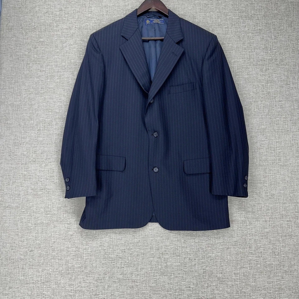 Traje Brooks Brothers Para Hombre 42R Azul Marino Rayas Lana Brooksease De Colección EE. UU. 90s Foto 2 de 4