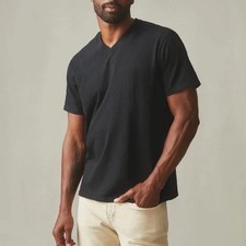 American Giant Mens V Neck T Shirt Black Size L Made in USA Cotton