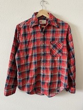 Vintage 70s Sears Kings Road Plaid Flannel Shirt S