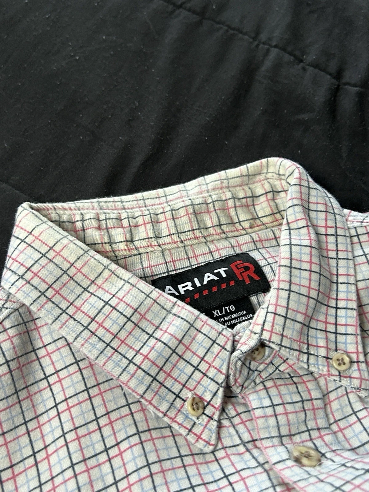 RETIRE Ariat Shirt Mens XL White Red Button Up Housework Chores