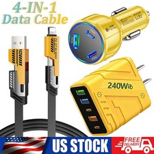 240W Super Fast Charging USB Type C Wall/Car Charger For All Cell Phone iPad