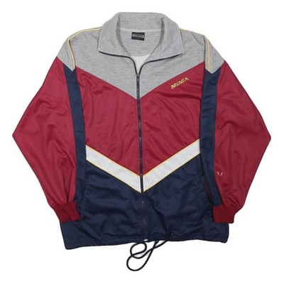 BRUNEX Herren grau & weinrot & marineblau Colourblock Reißverschluss Jacke M Polyestermischung Sport