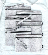 Lot of 6  Ipsy Glam Makeup / Cosmetic Bag  Silver Snakeskin  November 2024
