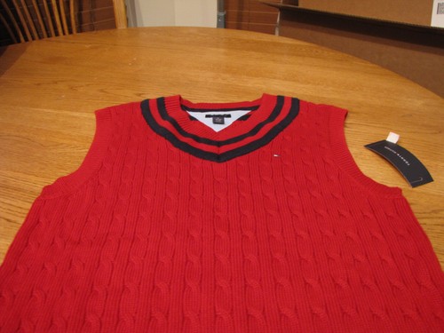 Boys XL 20 youth red NEW Tommy Hilfiger sweater vest pull over V neck sleeveless - Picture 2 of 2