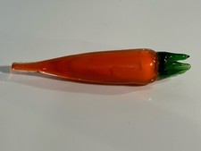 Vintage Murano Style Heavy Glass Fruit Vegetable Hand Blown - Carrot Home Decor