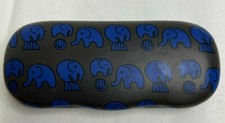 Animal Farm design eyeglass case black and blue Elephant kids hard clam style
