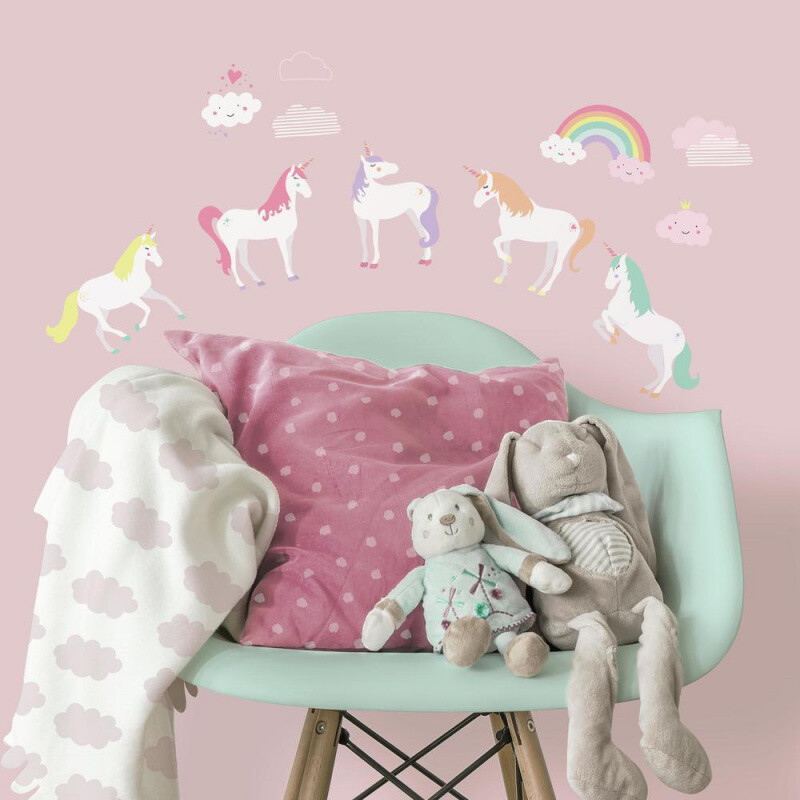 RoomMates Retro-Wandaufkleber Set – 40 Bunte Regenbogen-Aufkleber, Abziehbar & Wiederverwendbar | Für Mietwohnungen & Kinderzimmer