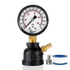 Gas Test Pressure Gauge 15 Pound, 15 PSI/100 kPa 3/4” FNPT Steel Bell Shape Body