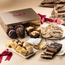 Dulcet Baked Goods Gift Box Gourmet Bakery Dessert Tin with Pies Muffin Cookies
